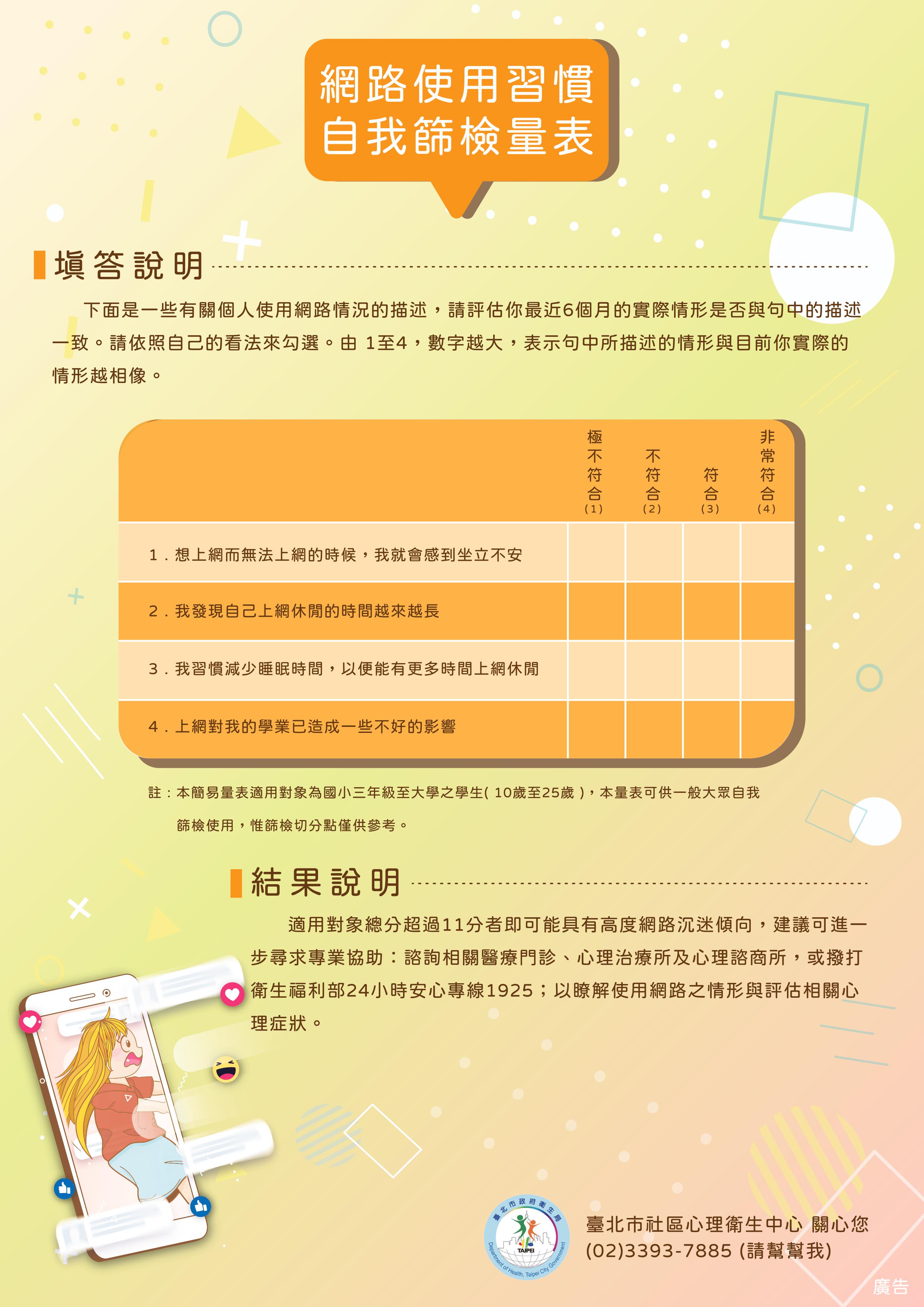 網路使用習慣自我篩檢量表